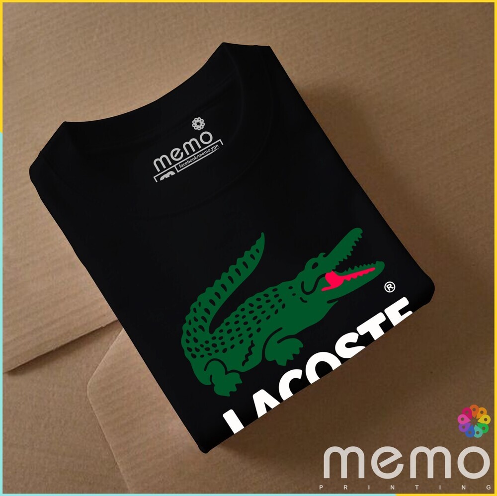 memo ygn lacoste unisex Printing T-shirt DTF Quality sticker Printing-Black (XL)