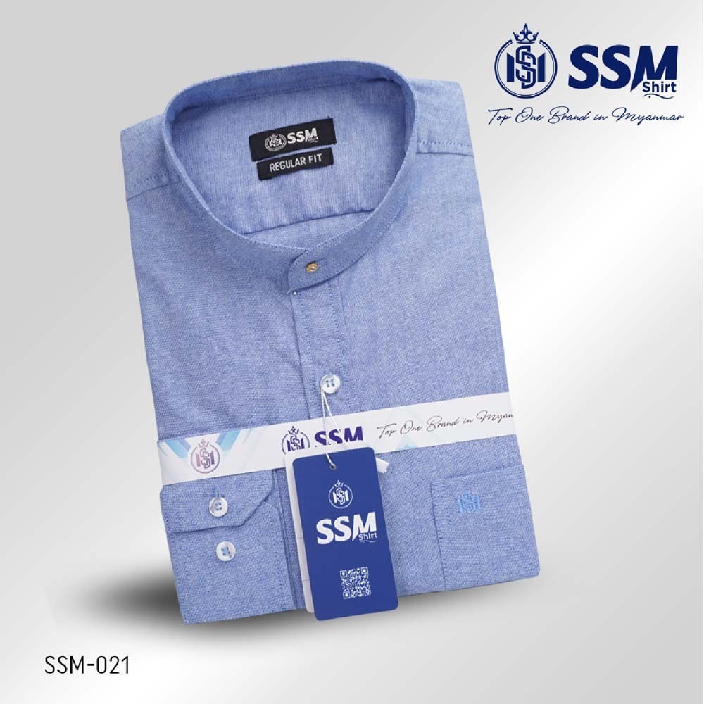 Mandarin Collar Shirt Long Sleeve Medium (Denim Blue) SSM-O-P-L-021