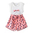 Kid Girl Bowknot Design Sleeveless Tee Shorts Set (11-12 Years) 20388443