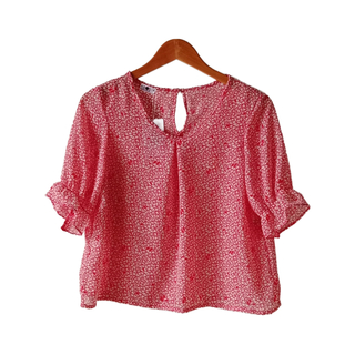 Kudos Floral Chiffon Blouse B-003(R) Red Large