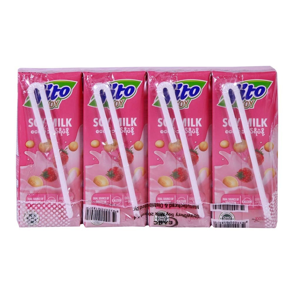 Vito Stawberry Soy Milk 200ML x 4PCS