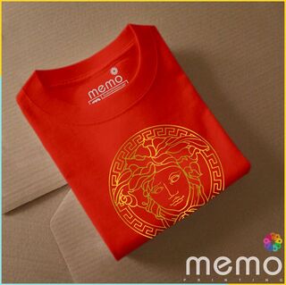 memo ygn Versace unisex Printing T-shirt DTF Quality sticker Printing-Red (XL)