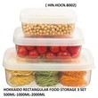 Hokkaido Rectangular Food Storage 3 Set Box 500 Ml - 1000 Ml - 2000 Ml HIN.HOCN.B002 (222x154x78MM)