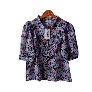 Kudos Floral Chiffon Woman Blouse  B-011 Tan Medium