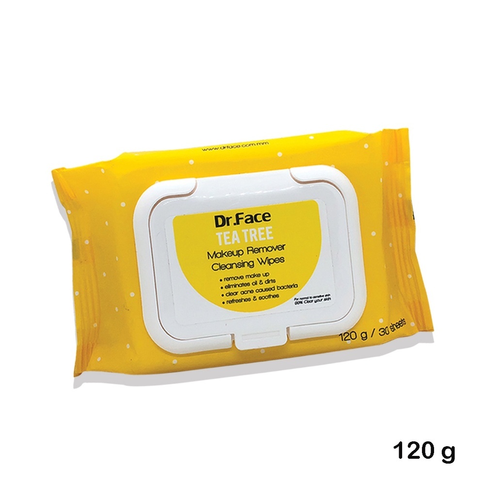 Dr.Face Tea Tree Makeup Remover Cleansing Wipes 120G (30 Sheets)