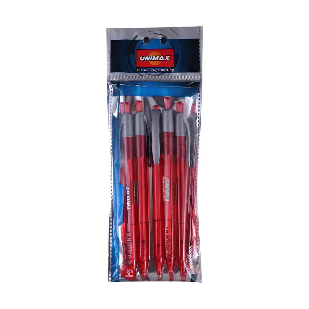 Unimax Click Ball Pen Trio Rt Red 5PCS