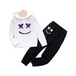Kid Boy Face Graphic Print White Hoodie Sweatshirt And Black Pants Set (10-11 Years) 20509927