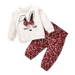 Girl Long-sleeve Cartoon Rabbit Print Sweatshirt and Floral Print Trousers Set 12-18 Months 20303016