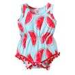 Baby Girl Allover Watermelon Print Pom  Design Sleeveless Romper (12-18 Months) 20335026
