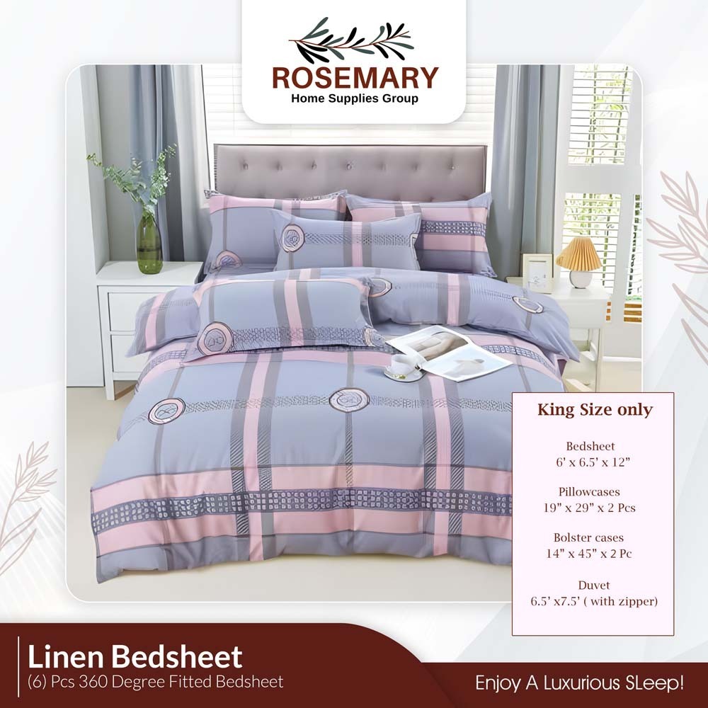 Rosemary Linen Bedsheet Set with Blanket RM-LN-BSD-7PCS-1001 (LN-01)