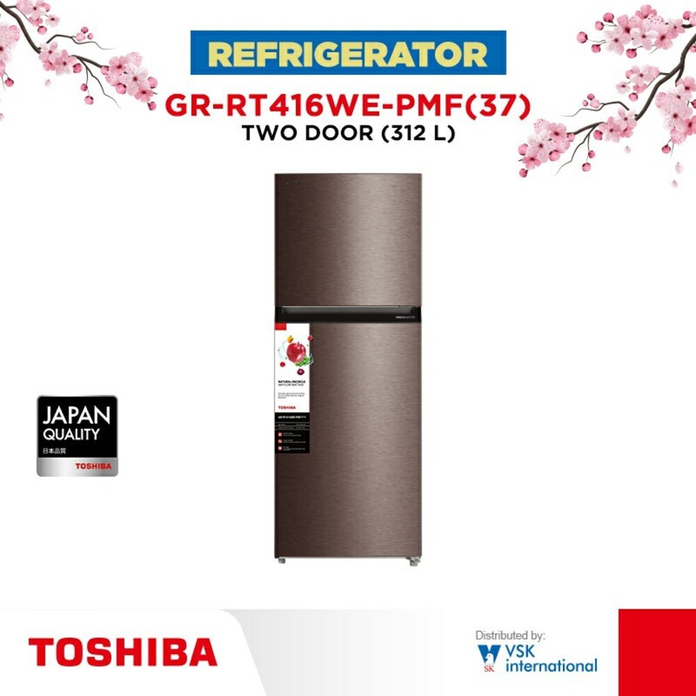 Toshiba Two Door Refrigerator 312LTR Inverter GR-RT416WE-PMF(37)