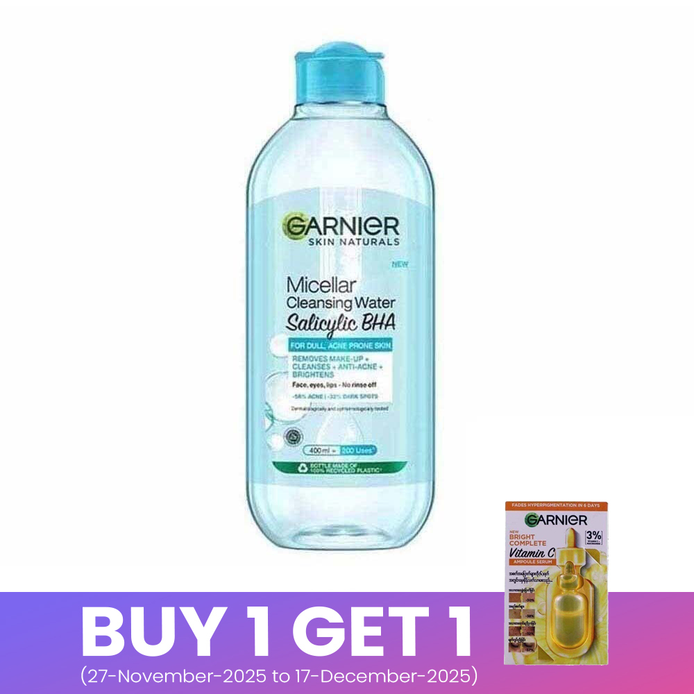 Garnier Micellar Cleansing Water Salicylic Acid BHA For Dull & Acne Prone Skin 400ML