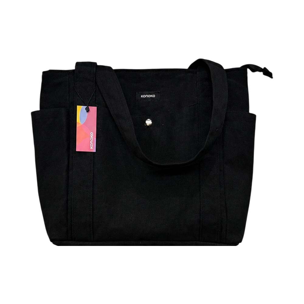 Konoko Canvas Tote Bag XL (Black)