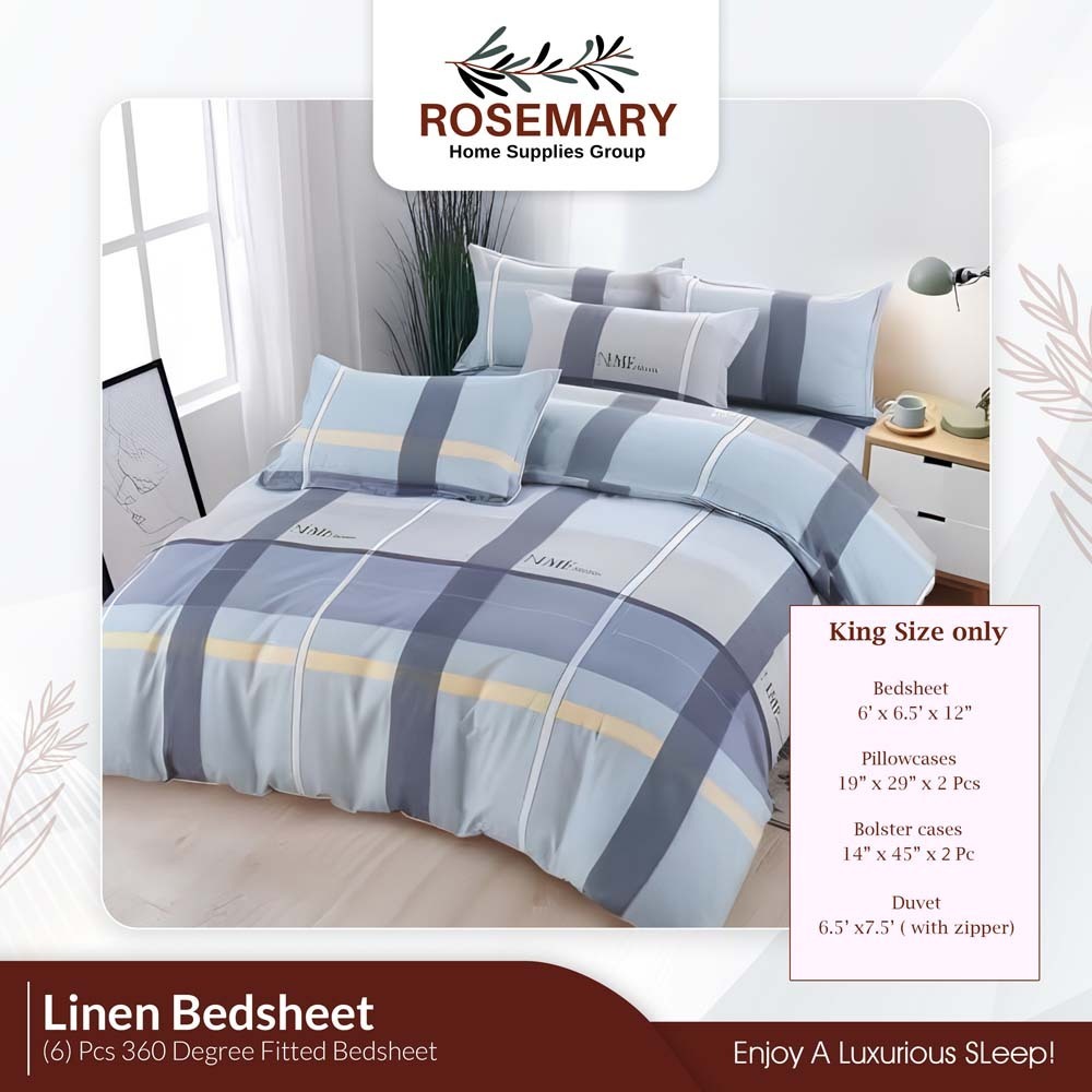 Rosemary Linen Bedsheet Set with Blanket RM-LN-BSD-7PCS-1001 (LN-03)