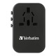 Verbatim 3 Port 65W PD 3.0 & QC 3.0 GaN Universal Travel Adaptor (Black)
