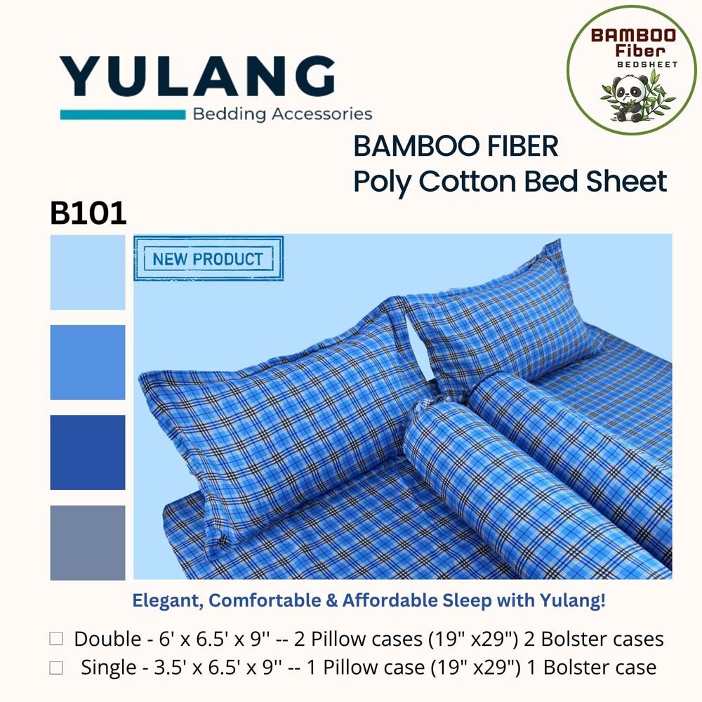 Yulang Bamboo Poly-Cotton Double Bedsheet 5PCS Set BF(D)-B101B