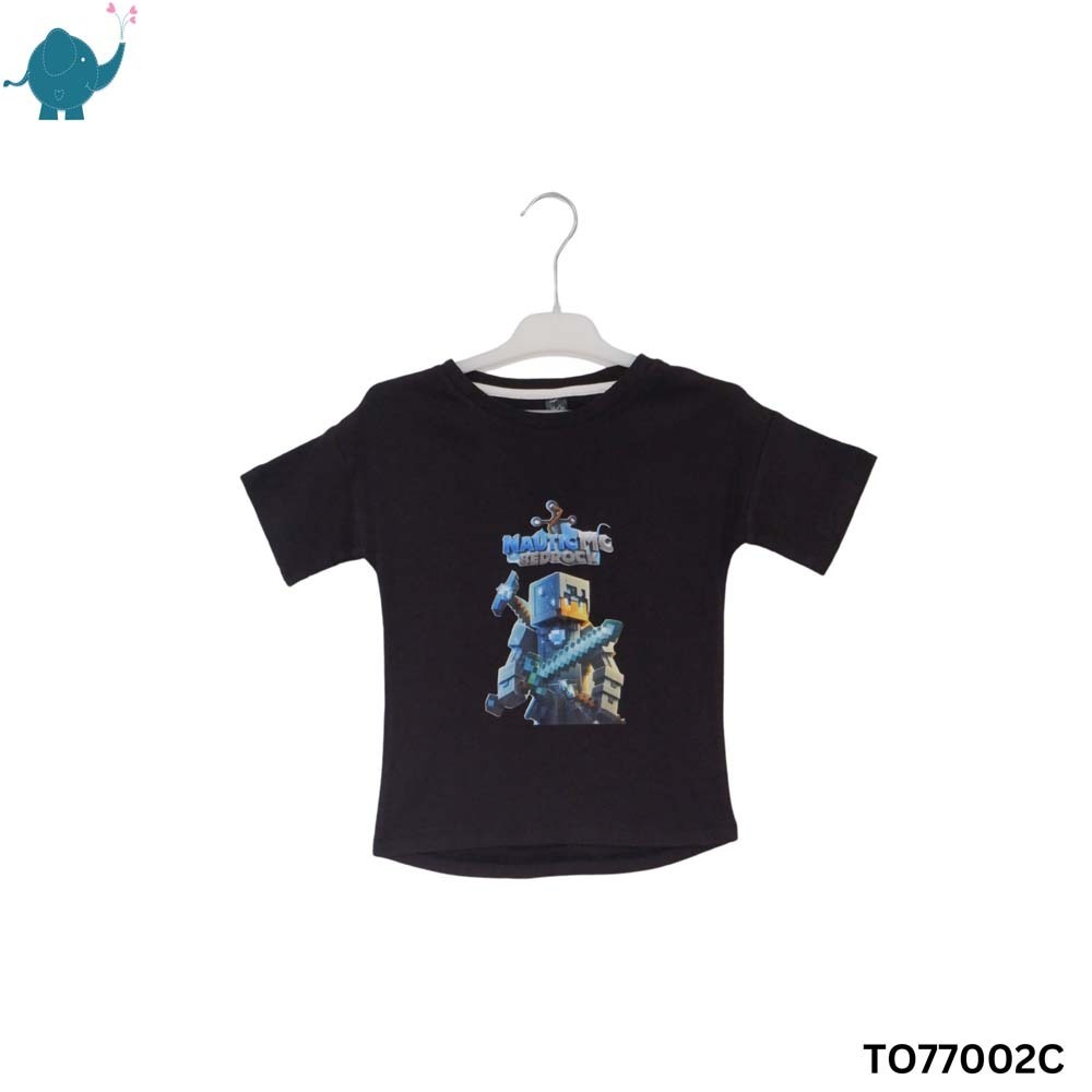 Max & Mia Kid Unisex Sticker T-Shirt TO77002C Black Small (3/4Years)