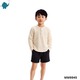 Max & Mia Kid Boy Cotton Puff Long Sleeve Shirt MM9945 Light Yellow M (5/6yrs)
