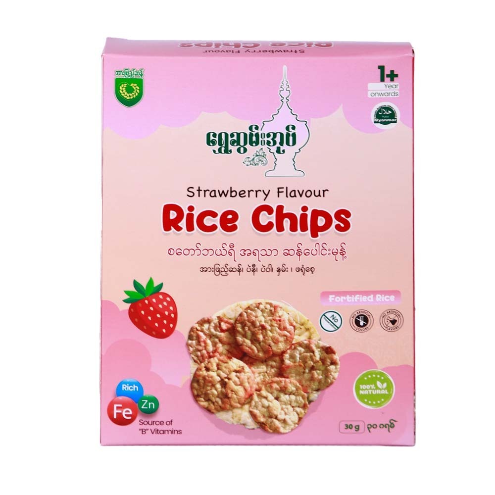 Shwe Soon Oak Rice Chips Strawberry 30G (12M+)