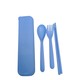Beauty House Wheat Straw Spoon Fork & Chopstick Set (Blue)