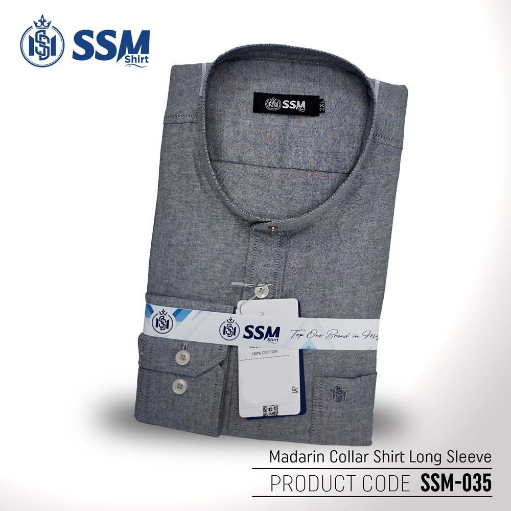 Madarin Collar Shirt Long Sleeve SSM-O-M-L-035 (Dark Gray) 4 Extra Large