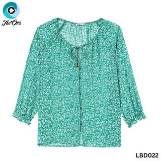 The Ori Women Long Sleeve Top LBD022 Deep Green Floral Spot (Small-38)