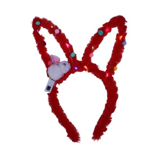 Uncle Gyi LED Light-Up Plush Rabbit Ears Headband Pink 10PCS