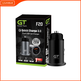 GTCC-F20 Black PD+QC 3.0 Quick Charge Dual USB Car Charger 46 X 25 X 25MM Gray 695992