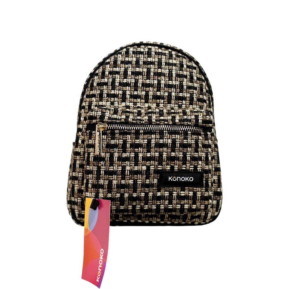 Konoko Cotton Mini Backpack Small (Black Tweed )