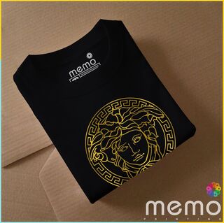 memo ygn Versace unisex Printing T-shirt DTF Quality sticker Printing-White (Medium)