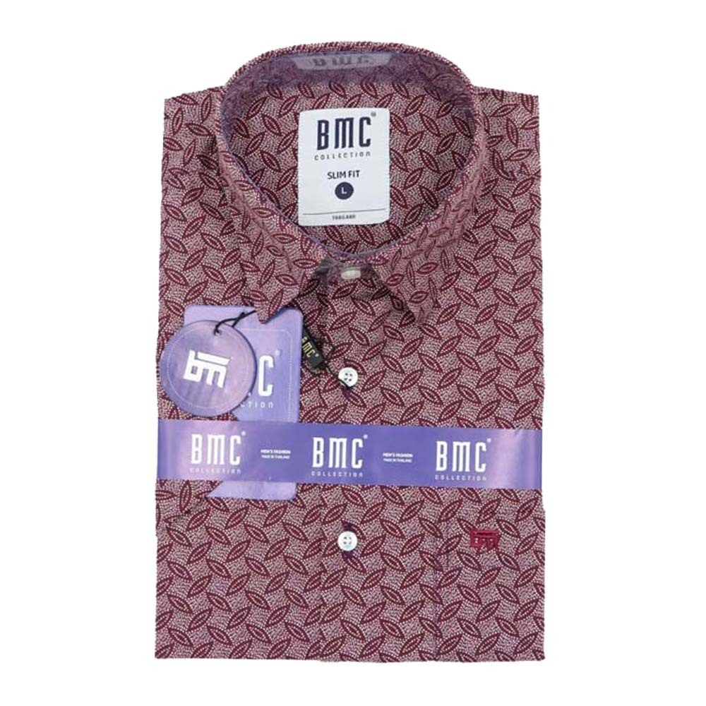 BMC Slimfit Shirts Short Sleeve 2310060 Dark Red Large