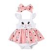 Baby Girl Rabbit Print Flutter-Sleeve Faux-Two Romper & Headband Set 2PCS 20598850