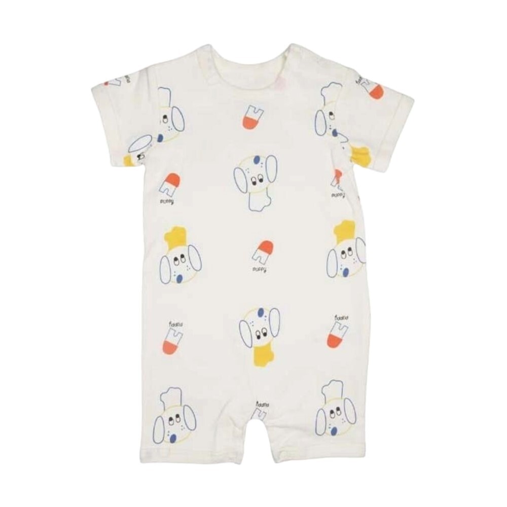 Te Te & Ta Ta Short Romper Short Sleeves White 9-12 Months (3Pcs/1Set) KRP-S101