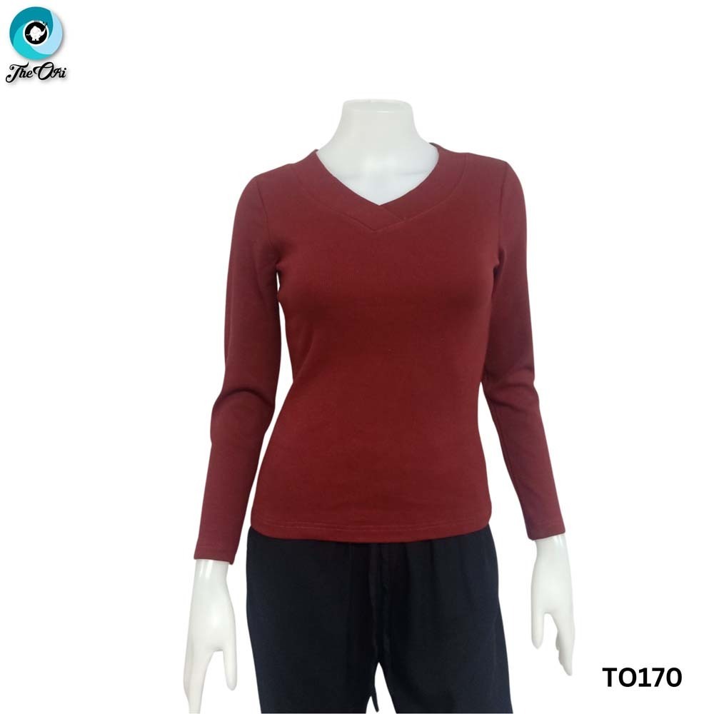 The Ori Women Long Sleeve Top Red TO126A Small