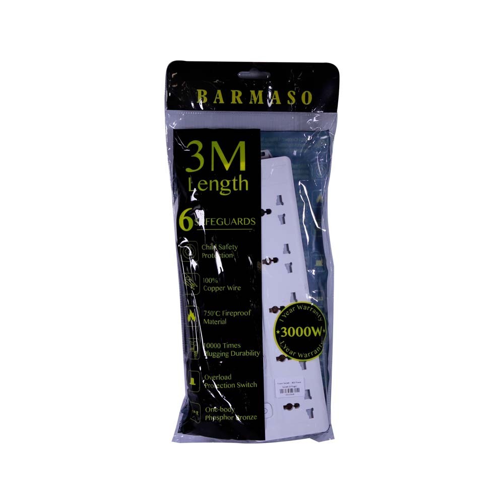 Barmaso Extension Socket 5Way 3m A03