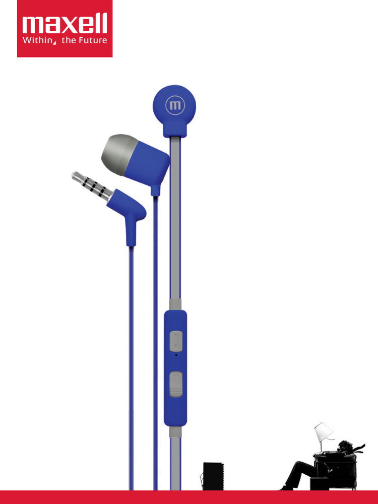 Maxell REFL-100 Flat Reflective Cable Earphones Blue