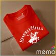memo ygn Berverly Hills unisex Printing T-shirt DTF Quality sticker Printing-Red (Small)