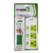 Power Plus 3 Way Socket (3Switch+3Meter) White+Green PPE300I3M