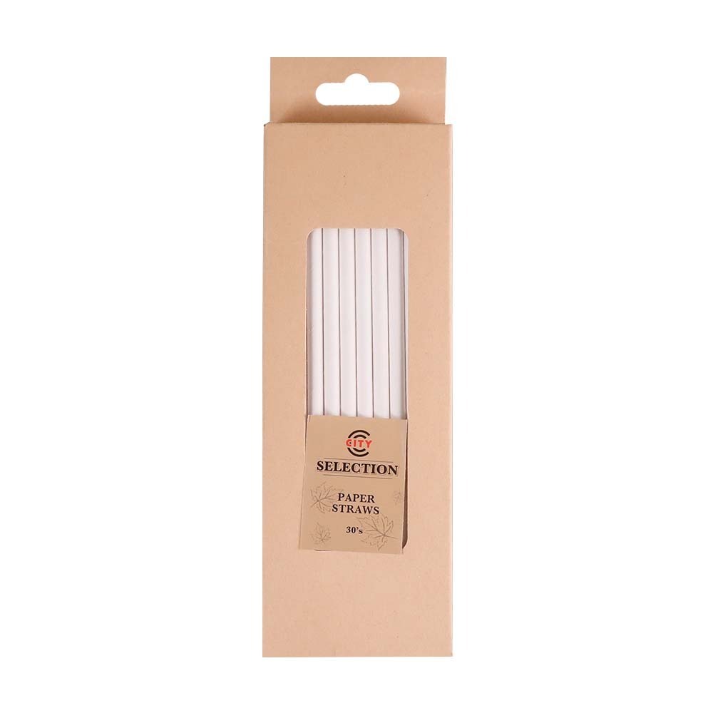 City Selection Paper Straw 20CM 30PCS White