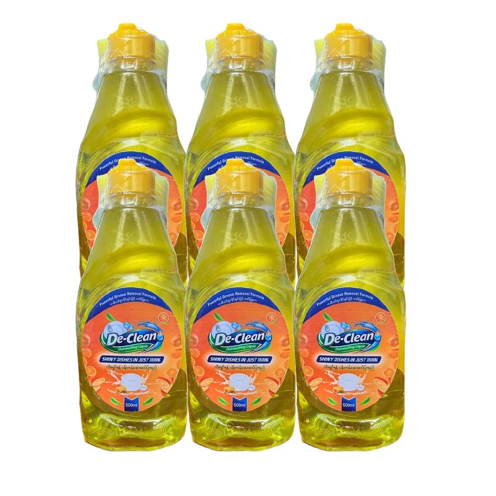 De-Clean Dish Wash Orange Smell x 6PCS (500ML)