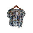Kudos Floral Chiffon Woman Blouse Blue B-007 Medium