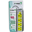 Power Plus 4 Way Socket (1Switch+3Meter) Grey+Green PPE401I3M