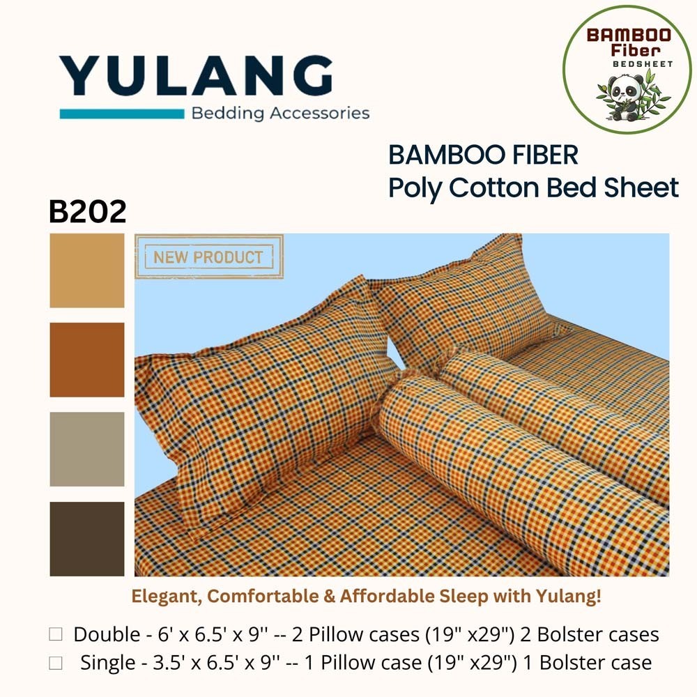 Yulang Bamboo Poly-Cotton Double Bedsheet 5PCS Set BF(D)-B202O