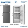 Skyworth Two Door(No Frost  198L) Dark Gray SRD-265WT