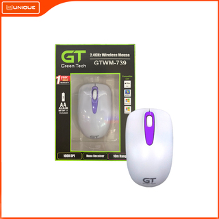 GTWM-739 Wireless Mouse L102 X W60 X H39MM (White+Light Green) 082016