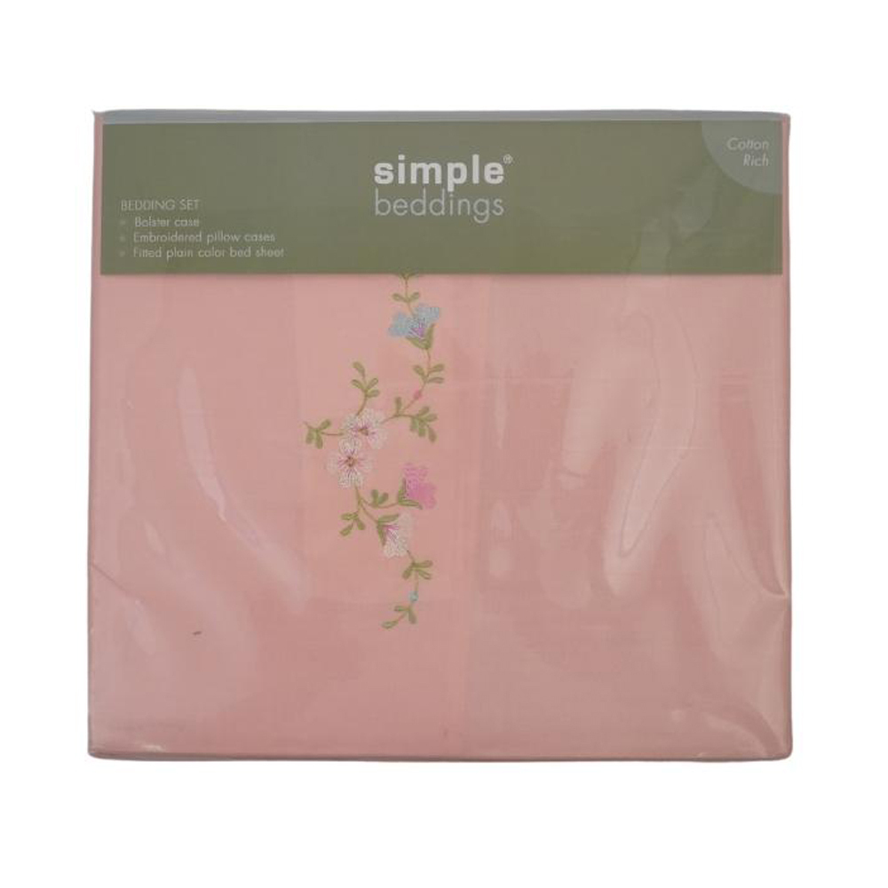Simple Bed Sheet 3PCS 3.5 x6.5FT x9IN Blush(Fit)