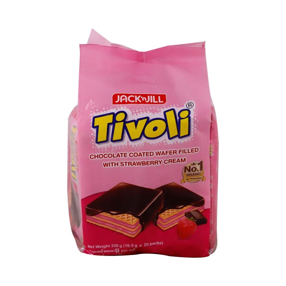 Jack & Jill Tivoli Choco Wafer With Stawberry Cream 330G