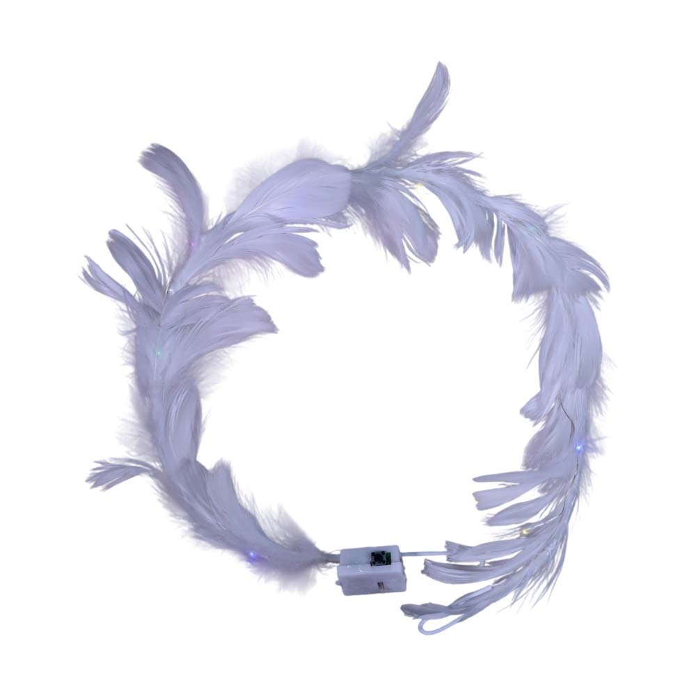 Uncle Gyi LED Glowing Feather Crown Headband White 10PCS
