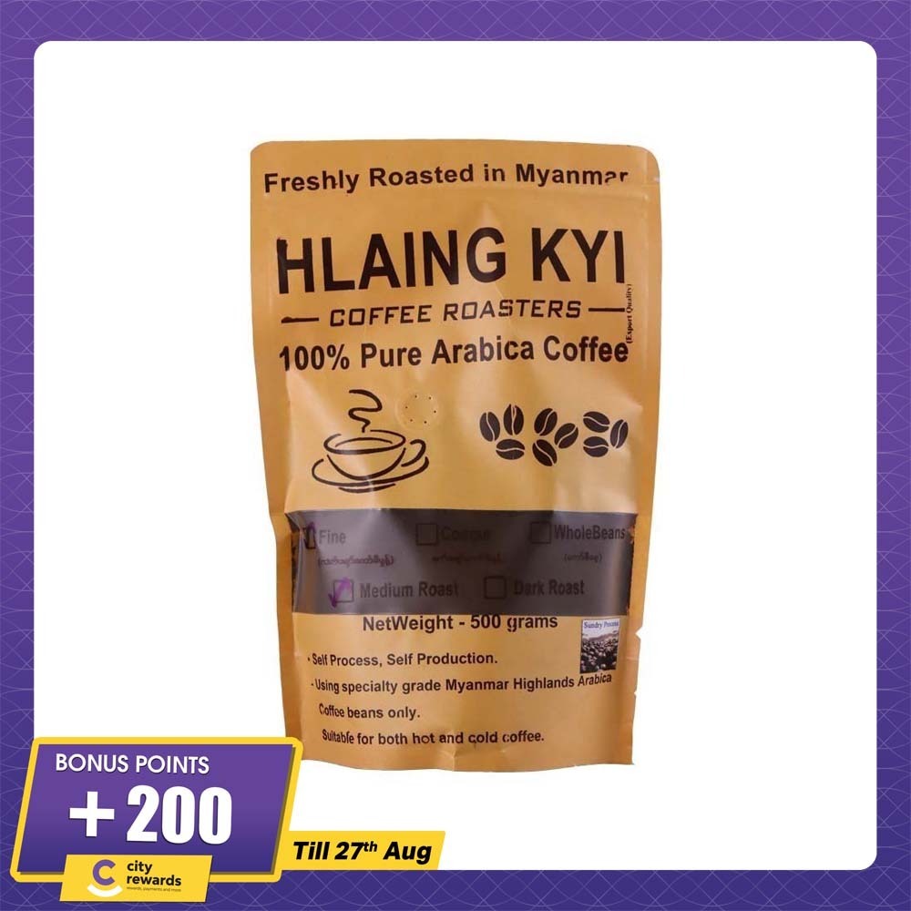 Hlaing Kyi 100% Pure Arabica Fine Ground Coffee Medium Roast 500G (Sundry Process)