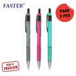 Faster Mechanical Pencil 0.5 Mm, (Gray,Pink,Mint Green Pack/3Pcs) MC12-2